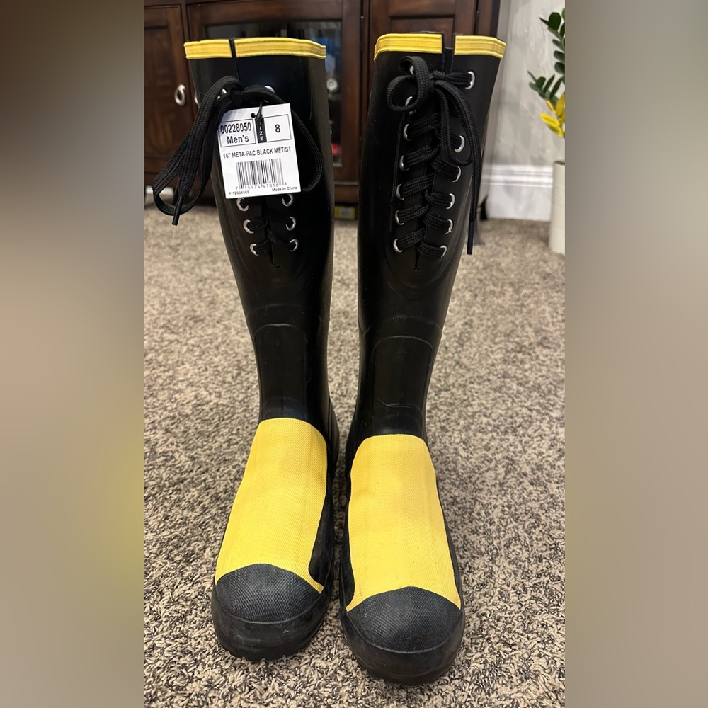 LaCrosse Meta-PAC Black Rubber 16” Met Guard Boots Size 8